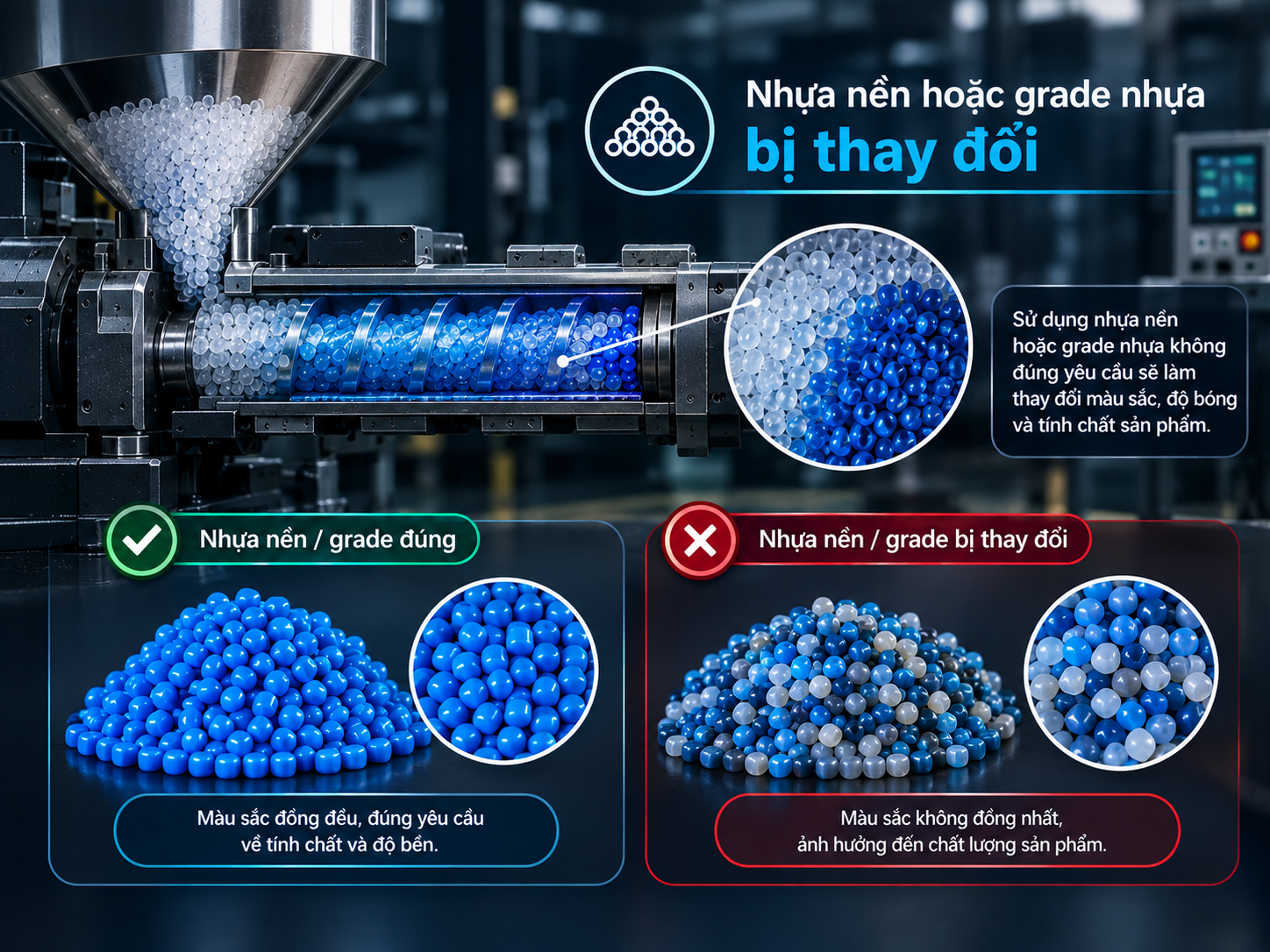Khi cùng một hạt màu nhưng màu ra khác nhau