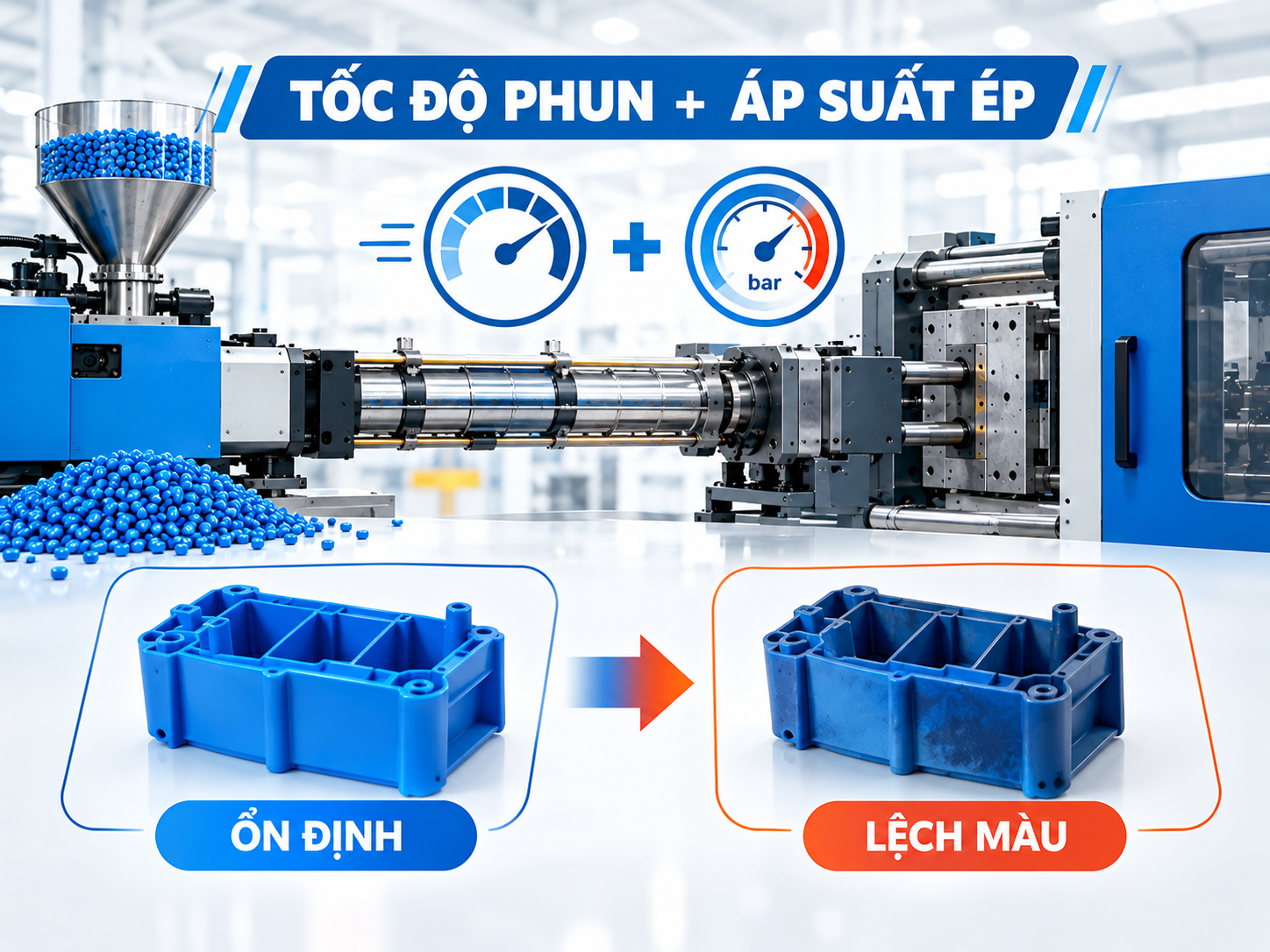 Tốc độ phun và áp suất ép ảnh hưởng đến màu sắc sản phẩm như thế nào